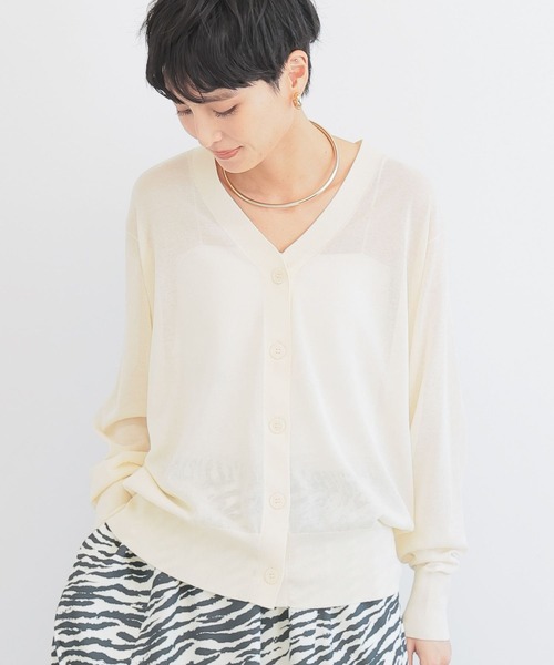 BARNYARDSTORM（バンヤードストーム）の「BARNYARDSTORM /　シアーライトＶネックカーディガン 【『BABALOG』チャンネルご紹介アイテム】（カーディガン/ボレロ・レディース・オレンジ/ブラウン/ホワイト・1/0）」の6枚目の写真