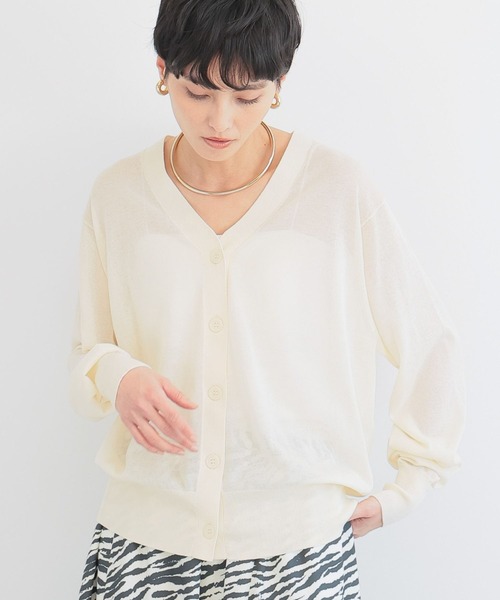 BARNYARDSTORM（バンヤードストーム）の「BARNYARDSTORM /　シアーライトＶネックカーディガン 【『BABALOG』チャンネルご紹介アイテム】（カーディガン/ボレロ・レディース・オレンジ/ブラウン/ホワイト・1/0）」の7枚目の写真