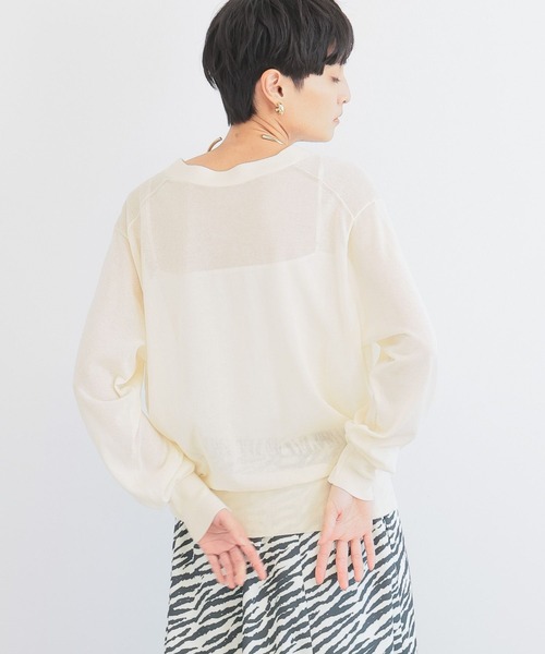 BARNYARDSTORM（バンヤードストーム）の「BARNYARDSTORM /　シアーライトＶネックカーディガン 【『BABALOG』チャンネルご紹介アイテム】（カーディガン/ボレロ・レディース・オレンジ/ブラウン/ホワイト・1/0）」の8枚目の写真