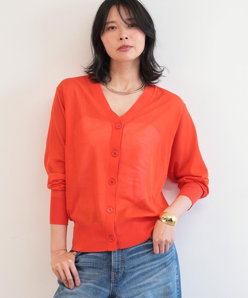 BARNYARDSTORM（バンヤードストーム）の「BARNYARDSTORM /　シアーライトＶネックカーディガン 【『BABALOG』チャンネルご紹介アイテム】（カーディガン/ボレロ・レディース・オレンジ/ブラウン/ホワイト・1/0）」の10枚目の写真