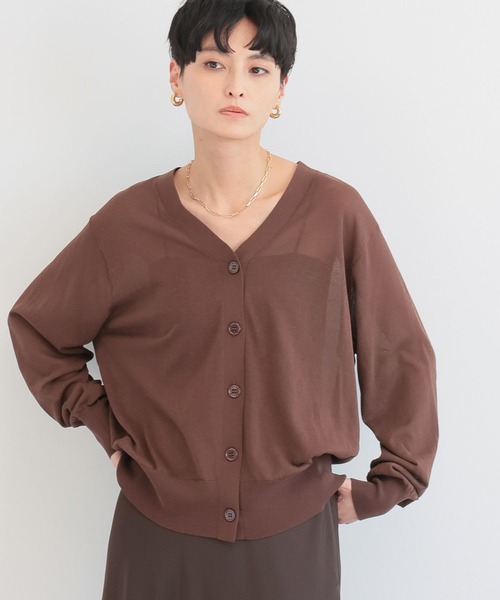 BARNYARDSTORM（バンヤードストーム）の「BARNYARDSTORM /　シアーライトＶネックカーディガン 【『BABALOG』チャンネルご紹介アイテム】（カーディガン/ボレロ・レディース・オレンジ/ブラウン/ホワイト・1/0）」の18枚目の写真