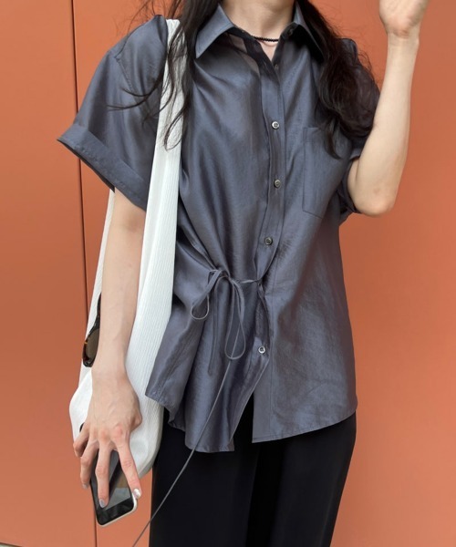 ブラウス シャツ 「on:nue」シャイニーシアーシャツ/2025 SS COLLECTION レディース on:nue】シャイニーシアーシャツ/2025 SS COLLECTION（シャツ