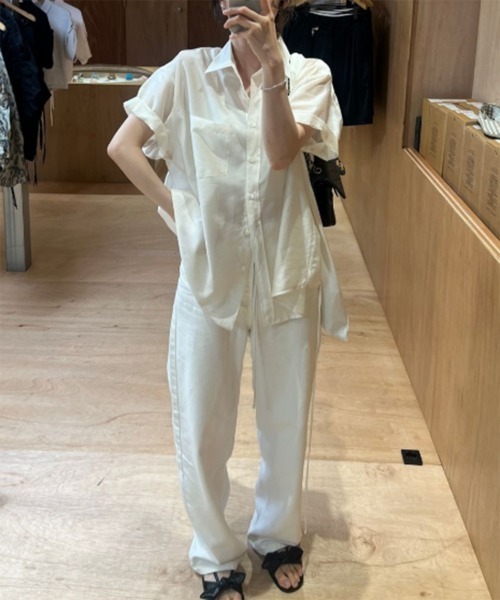 ブラウス シャツ 「on:nue」シャイニーシアーシャツ/2025 SS COLLECTION レディース on:nue】シャイニーシアーシャツ/2025 SS COLLECTION（シャツ