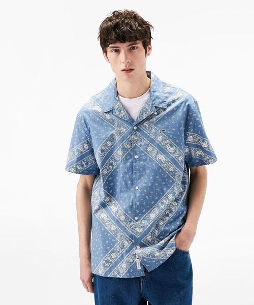 tommy jeans（トミー ジーンズ）の「レギュラーオールオーバープリントショートスリーブシャツ（シャツ/ブラウス・メンズ・ブルー/ホワイト・MEDIUM/LARGE/SMALL/X-LARGE）」の8枚目の写真