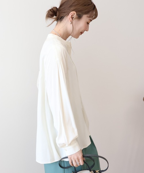 AMERICAN HOLIC(アメリカンホリック)の「サラックールタックブラウス(シャツ/ブラウス・レディース・アイボリー/ブラック/サックスブルー/ピンク・M/L)」の8枚目の写真