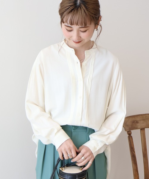 AMERICAN HOLIC(アメリカンホリック)の「サラックールタックブラウス(シャツ/ブラウス・レディース・アイボリー/ブラック/サックスブルー/ピンク・M/L)」の9枚目の写真