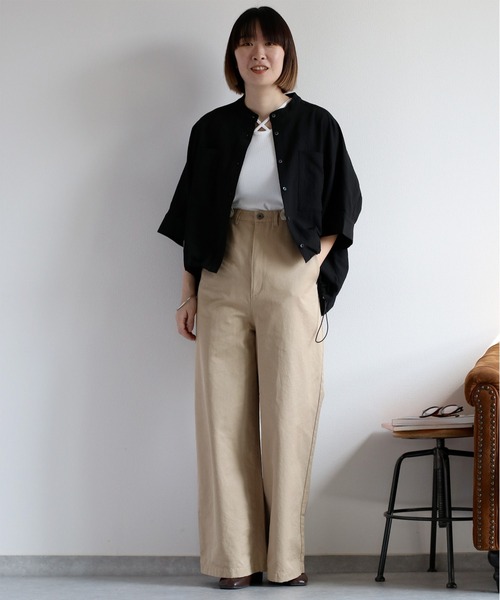 cepo（セポ）の「〈セットアップ対応〉速乾＆涼感 リサイクルポリサッカー バンドカラードルマンスリーブシャツ（シャツ/ブラウス・レディース・オフホワイト/ブラック/ブラック×ホワイト・M）」の13枚目の写真