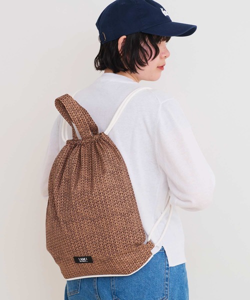 I am I in fact...（アイアムアイインファクト）の「BASKET print ナップサック（バックパック/リュック・レディース・ブラウン/ブルー・FREE）」の14枚目の写真