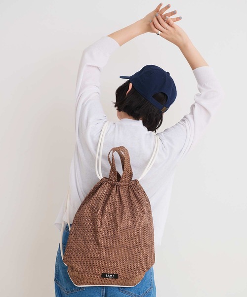 I am I in fact...（アイアムアイインファクト）の「BASKET print ナップサック（バックパック/リュック・レディース・ブラウン/ブルー・FREE）」の9枚目の写真