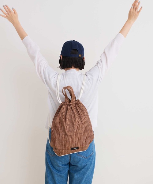 I am I in fact...（アイアムアイインファクト）の「BASKET print ナップサック（バックパック/リュック・レディース・ブラウン/ブルー・FREE）」の13枚目の写真