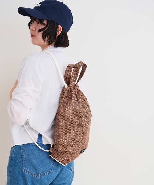 I am I in fact...（アイアムアイインファクト）の「BASKET print ナップサック（バックパック/リュック・レディース・ブラウン/ブルー・FREE）」の15枚目の写真