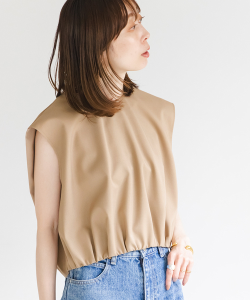 Noble（ノーブル）の「【洗える】エステルツイルショートレングスブラウス（シャツ/ブラウス・レディース・アイボリー/ネイビー/ベージュ系その他・FREE）」の5枚目の写真