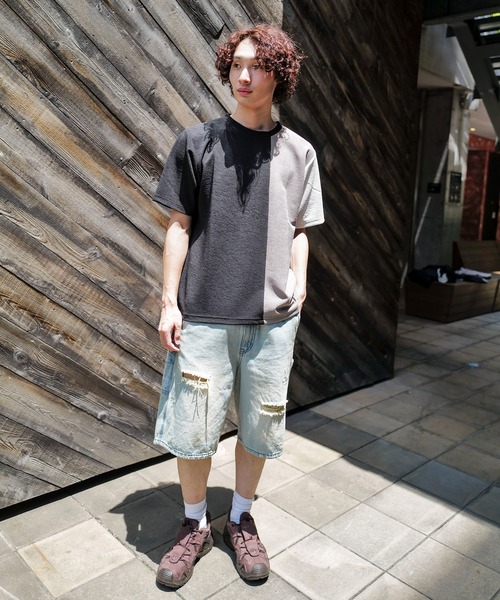 Blue Standard (ブルースタンダード)の「【Blue Standard:ブルースタンダード】ドライリップル 切り替デザインTシャツ カットソー 吸水速乾 ストレッチ イージーケア さらさら快適(Tシャツ/カットソー・メンズ・ホワイト系その他/ホワイト系その他2/ブラック系その他/ブルー系その他/ブラック系その他2/グリーン系その他2・MEDIUM/LARGE/X-LARGE)」の4枚目の写真
