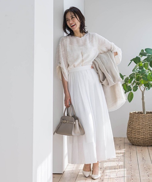 LAUTREAMONT(ロートレアモン)の「シアーフレアースカート≪洗濯機で洗える≫(スカート・レディース・ホワイト/ベージュ/チャコールグレー・9号/7号)」の21枚目の写真