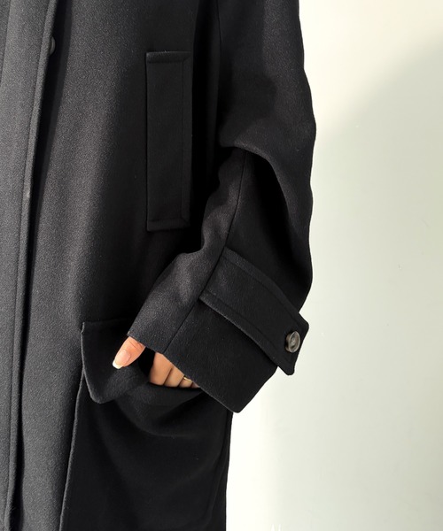 classicalelf（クラシカルエルフ）の「ぐっとエレガントに。でも、決めすぎない。ロング丈比翼ステンカラーコート オーバーサイズ（ステンカラーコート・レディース・チャコールグレー/ブラック/ブラウン・LARGE/MEDIUM/SMALL/X-LARGE）」の10枚目の写真