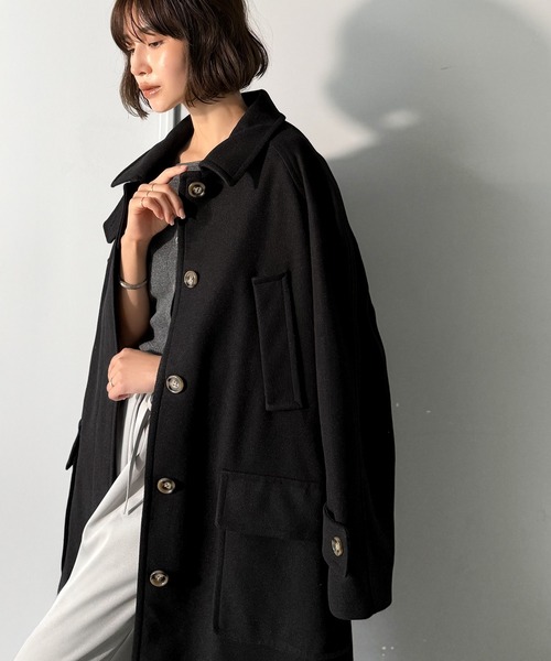 classicalelf（クラシカルエルフ）の「ぐっとエレガントに。でも、決めすぎない。ロング丈比翼ステンカラーコート オーバーサイズ（ステンカラーコート・レディース・チャコールグレー/ブラック/ブラウン・LARGE/MEDIUM/SMALL/X-LARGE）」の21枚目の写真