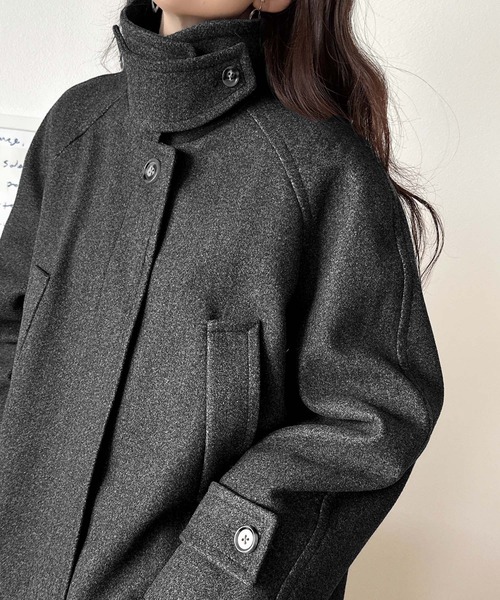classicalelf（クラシカルエルフ）の「ぐっとエレガントに。でも、決めすぎない。ロング丈比翼ステンカラーコート オーバーサイズ（ステンカラーコート・レディース・チャコールグレー/ブラック/ブラウン・LARGE/MEDIUM/SMALL/X-LARGE）」の7枚目の写真