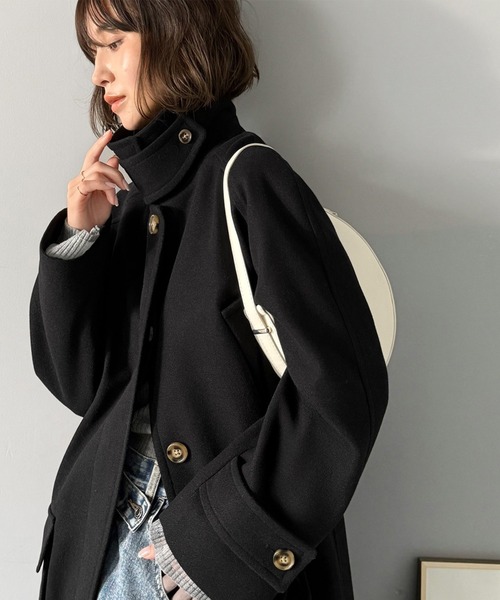 classicalelf（クラシカルエルフ）の「ぐっとエレガントに。でも、決めすぎない。ロング丈比翼ステンカラーコート オーバーサイズ（ステンカラーコート・レディース・チャコールグレー/ブラック/ブラウン・LARGE/MEDIUM/SMALL/X-LARGE）」の22枚目の写真