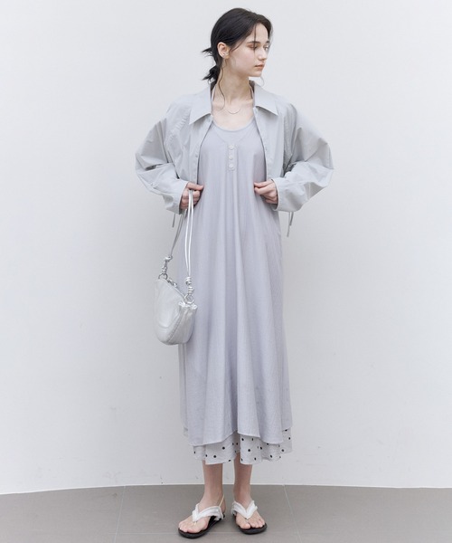 tageechita(タジチタ)の「【tageechita】レイヤードデザイン シアーキャミソール ロングワンピース(ワンピース・レディース・アイボリー/ライトブルーグレー・L/M/S)」の19枚目の写真