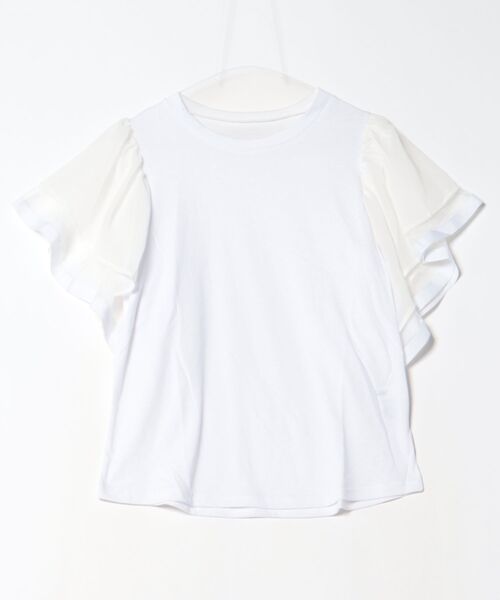 each（イーチ）の「フレアスリーブ異素材切替半袖Tシャツ（T