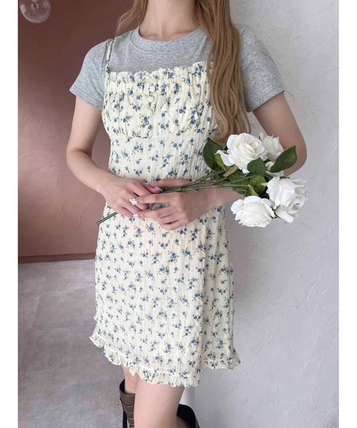 PHILLY（フィリー）の「【PHILLY】フラワーワッシャーキャミワンピース（ワンピース・レディース・ブラック/アイボリー・FREE）」の3枚目の写真