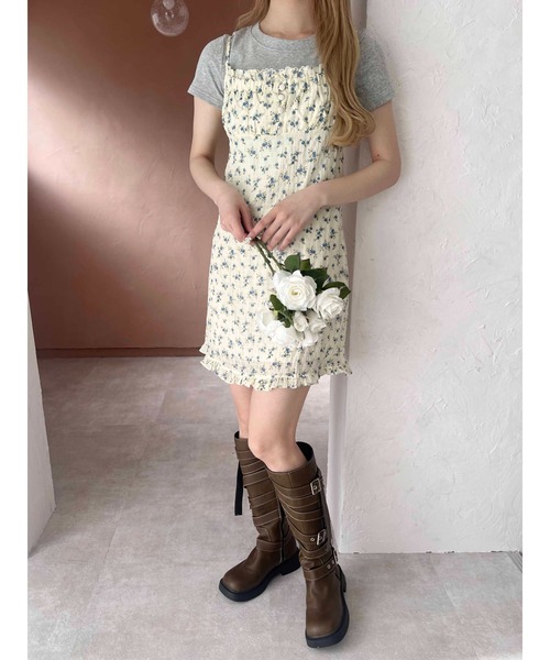 PHILLY（フィリー）の「【PHILLY】フラワーワッシャーキャミワンピース（ワンピース・レディース・ブラック/アイボリー・FREE）」の6枚目の写真