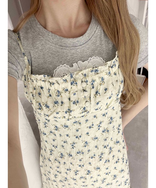 PHILLY（フィリー）の「【PHILLY】フラワーワッシャーキャミワンピース（ワンピース・レディース・ブラック/アイボリー・FREE）」の7枚目の写真