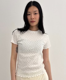 フラワープリントコンパクトTシャツ