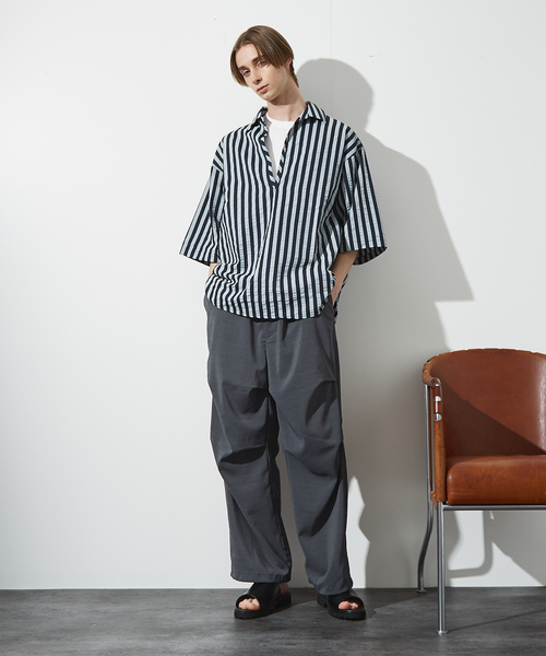 ABAHOUSE（アバハウス）の「【セットアップ対応】 ウーブン ドライ パラシュートパンツ / ワイドパンツ / 裾調整可能（その他パンツ・メンズ・ネイビー/グレー・46/48）」の20枚目の写真