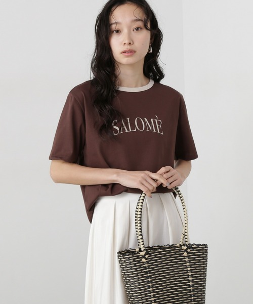 N.（N. Natural Beauty Basic）（エヌエヌナチュラルビューティーベーシック）の「バイカラーロゴTシャツ（Tシャツ/カットソー・レディース・ベージュ/ブラウン・MEDIUM）」の2枚目の写真