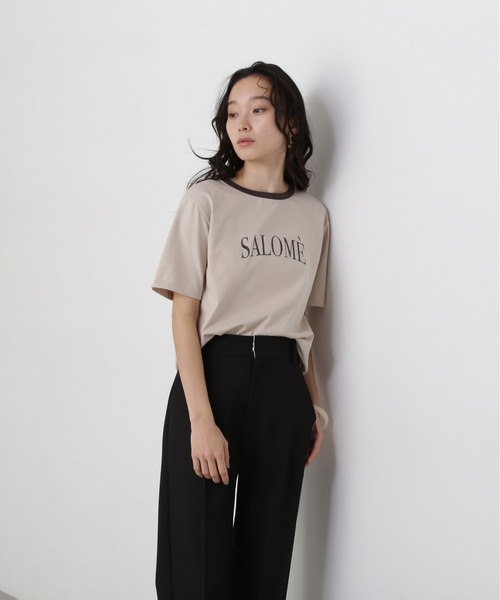 N.（N. Natural Beauty Basic）（エヌエヌナチュラルビューティーベーシック）の「バイカラーロゴTシャツ（Tシャツ/カットソー・レディース・ベージュ/ブラウン・MEDIUM）」の3枚目の写真
