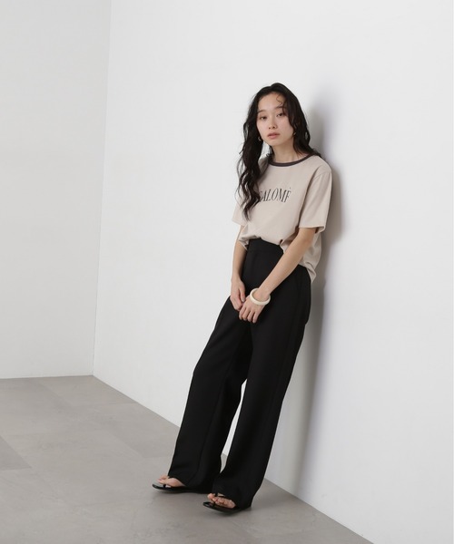 N.（N. Natural Beauty Basic）（エヌエヌナチュラルビューティーベーシック）の「バイカラーロゴTシャツ（Tシャツ/カットソー・レディース・ベージュ/ブラウン・MEDIUM）」の4枚目の写真