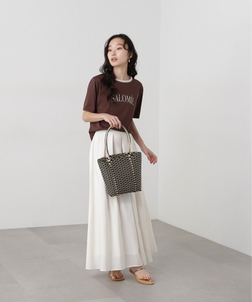 N.（N. Natural Beauty Basic）（エヌエヌナチュラルビューティーベーシック）の「バイカラーロゴTシャツ（Tシャツ/カットソー・レディース・ベージュ/ブラウン・MEDIUM）」の19枚目の写真