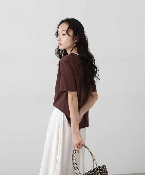 N.（N. Natural Beauty Basic）（エヌエヌナチュラルビューティーベーシック）の「バイカラーロゴTシャツ（Tシャツ/カットソー・レディース・ベージュ/ブラウン・MEDIUM）」の20枚目の写真