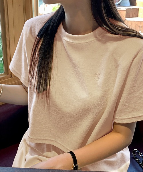 Girly Doll(ガーリードール)の「セットアップ クロップドTシャツ&ワイドイージーパンツ(セットアップ・レディース・ベージュ/ネイビー・F)」の6枚目の写真