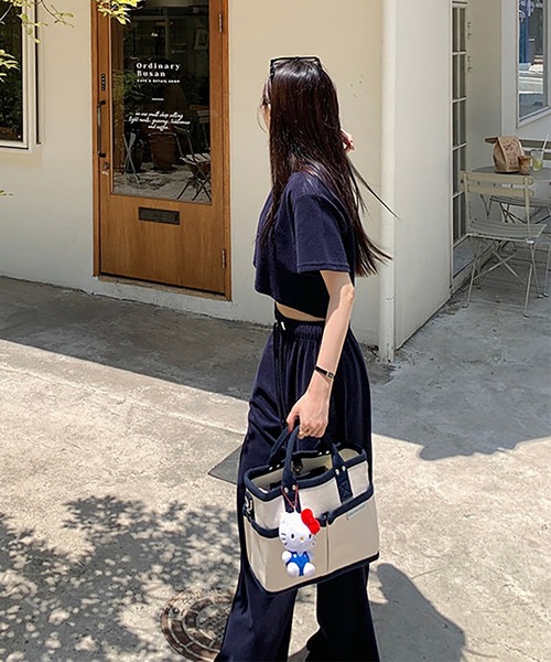 セットアップ クロップドTシャツ&ワイドイージーパンツ