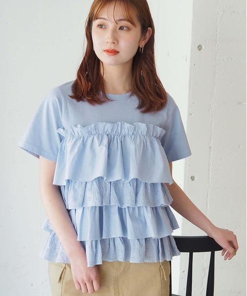 tiptop(ティップトップ)の「ティアードビスチェドッキングTシャツ(Tシャツ/カットソー・レディース・オフホワイト/ブラック/サックスブルー・FREE)」の3枚目の写真