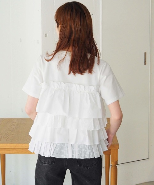 tiptop(ティップトップ)の「ティアードビスチェドッキングTシャツ(Tシャツ/カットソー・レディース・オフホワイト/ブラック/サックスブルー・FREE)」の10枚目の写真