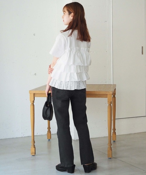 tiptop(ティップトップ)の「ティアードビスチェドッキングTシャツ(Tシャツ/カットソー・レディース・オフホワイト/ブラック/サックスブルー・FREE)」の11枚目の写真