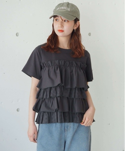 tiptop(ティップトップ)の「ティアードビスチェドッキングTシャツ(Tシャツ/カットソー・レディース・オフホワイト/ブラック/サックスブルー・FREE)」の17枚目の写真