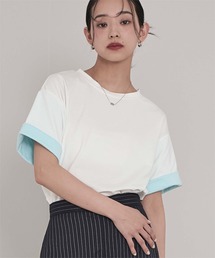 配色ロールアップTシャツ