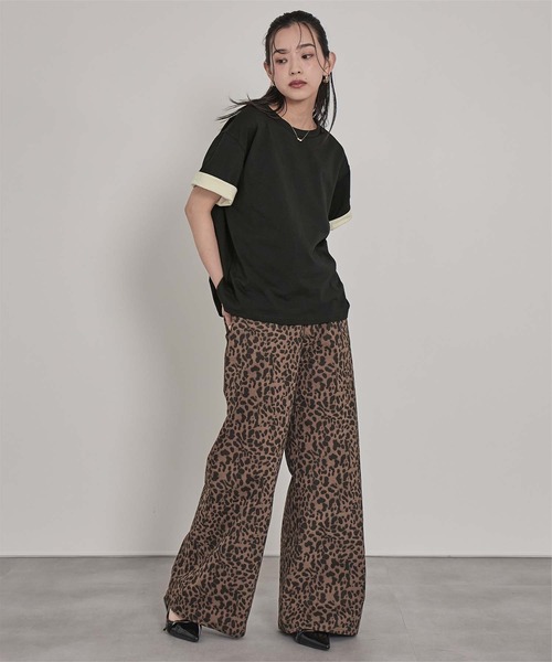 miette(ミエット)の「配色ロールアップTシャツ(Tシャツ/カットソー・レディース・ネイビー/オフホワイト/ホワイト系その他/ブラック・FREE)」の21枚目の写真