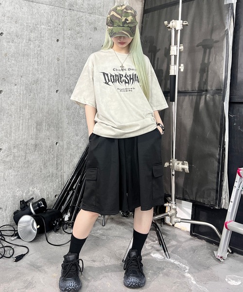 Figments（フィグメンツ）の「ダーティ加工メタルロゴビッグＴ（Tシャツ/カットソー・レディース・ピンク/ホワイト・FREE）」の14枚目の写真