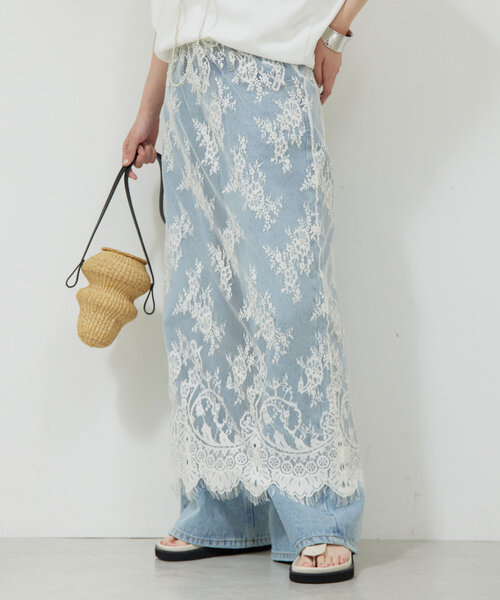 GALLARDAGALANTE（ガリャルダガランテ）の「シアーレーススカート（スカート・レディース・ホワイト/ブラック・FREE）」の3枚目の写真