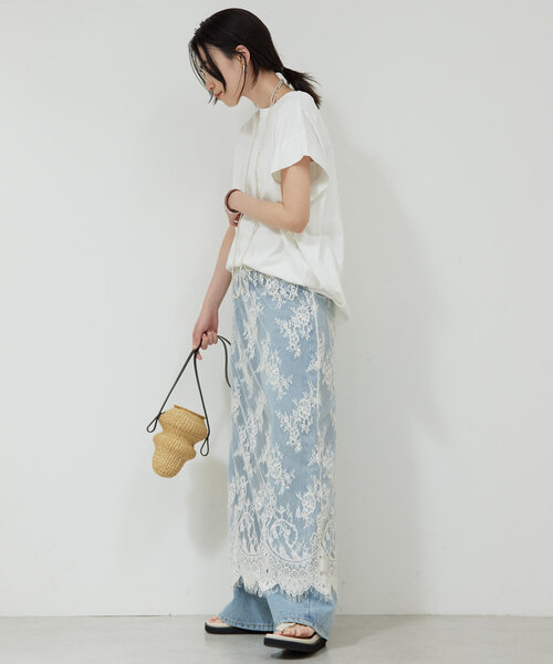 GALLARDAGALANTE（ガリャルダガランテ）の「シアーレーススカート（スカート・レディース・ホワイト/ブラック・FREE）」の8枚目の写真