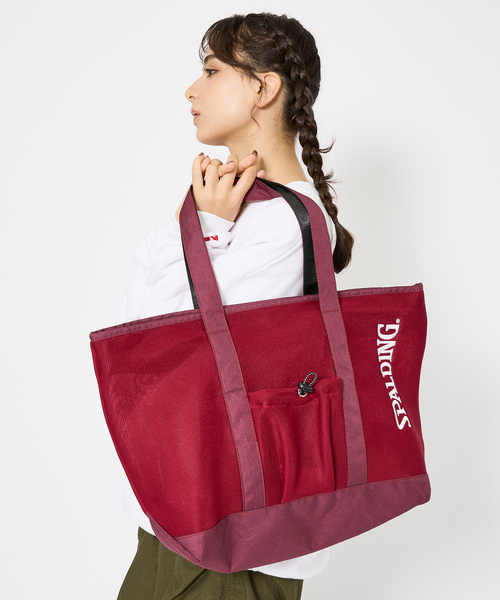 SPALDING（スポルディング）の「【SPALDING/スポルディング】AIRMESH BASIC TOTE BAG 80979400/メッシュトートバッグ/レジャー/トラベル/スポーツ（トートバッグ・メンズ・ワイン/ブラック/ネイビー・フリー）」の3枚目の写真
