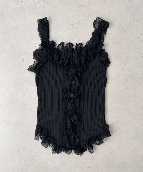 セール】フリルレースリブタンクトップ（タンクトップ）｜Bamm（バム