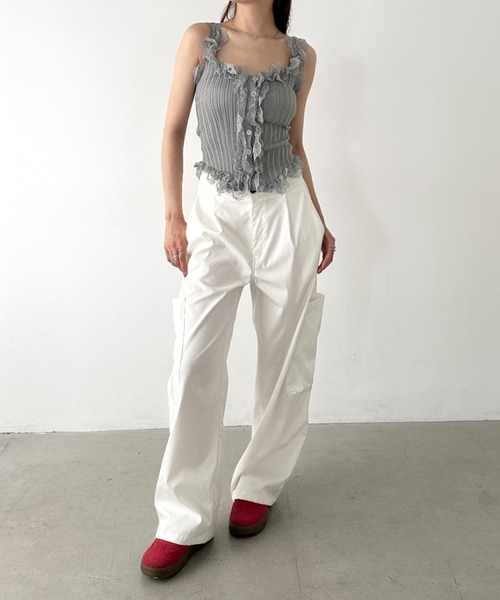 セール】フリルレースリブタンクトップ（タンクトップ）｜Bamm