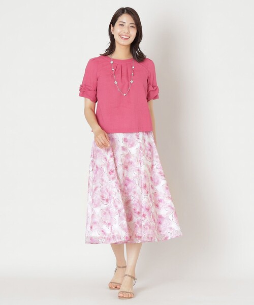 TO BE CHIC（トゥー ビー シック）の「ローズプリントジャカード フレアスカート（スカート・レディース・ピンク系その他2/ブルー系その他4・42/40）」の9枚目の写真