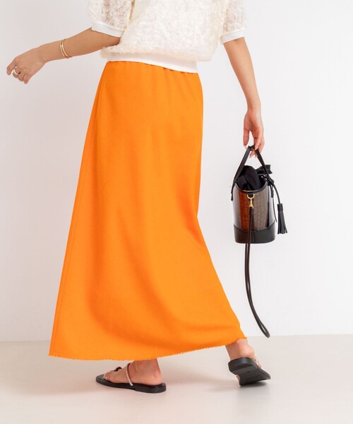 NOLLEY’S（ノーリーズ）の「ウォッシャブル綿麻スラブナロースカート（スカート・レディース・チャコールグレー/ベージュ/オレンジ・36/38）」の7枚目の写真